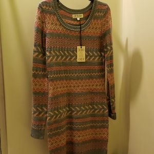 Pink rose sweater dress